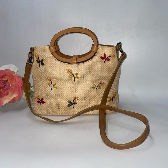 Fossil Handbags - Fossil Straw Leather Trim Handbag
